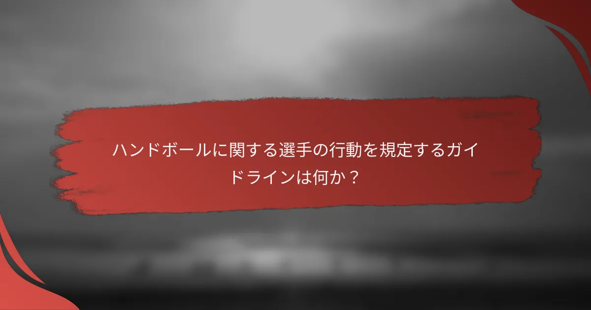 ハンドボールに関する選手の行動を規定するガイドラインは何か？