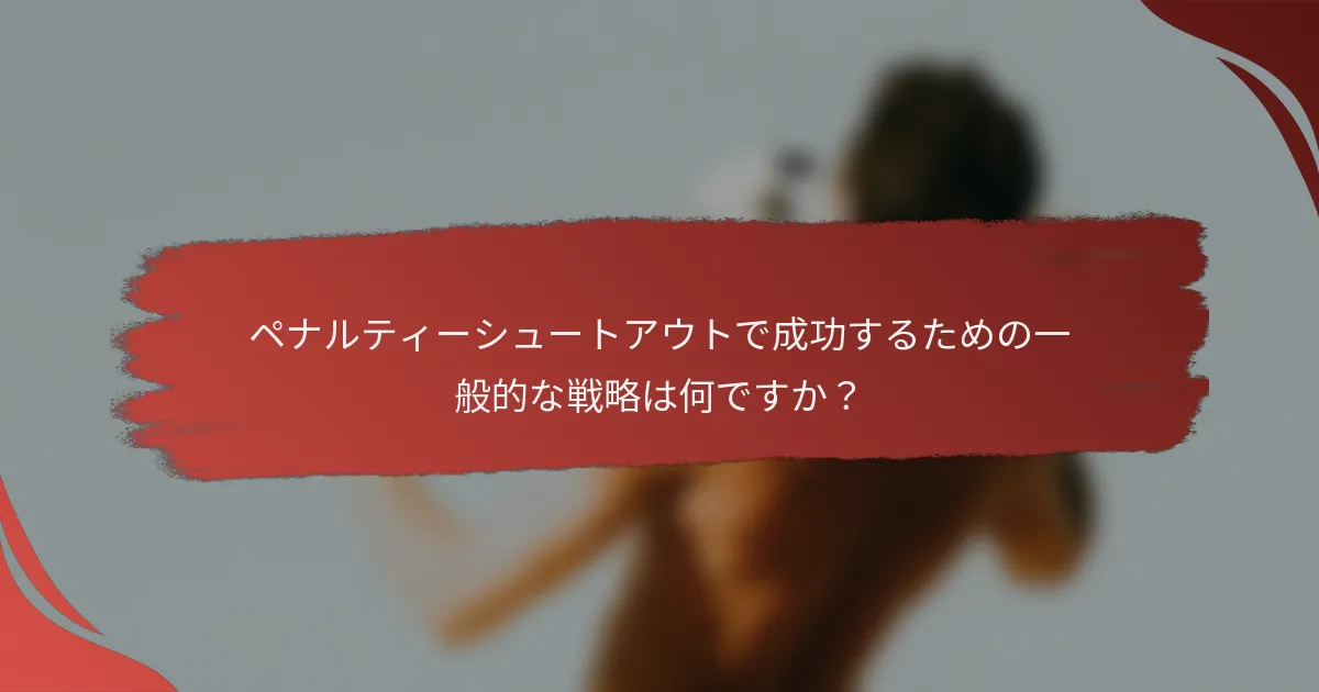 ペナルティーシュートアウトで成功するための一般的な戦略は何ですか？